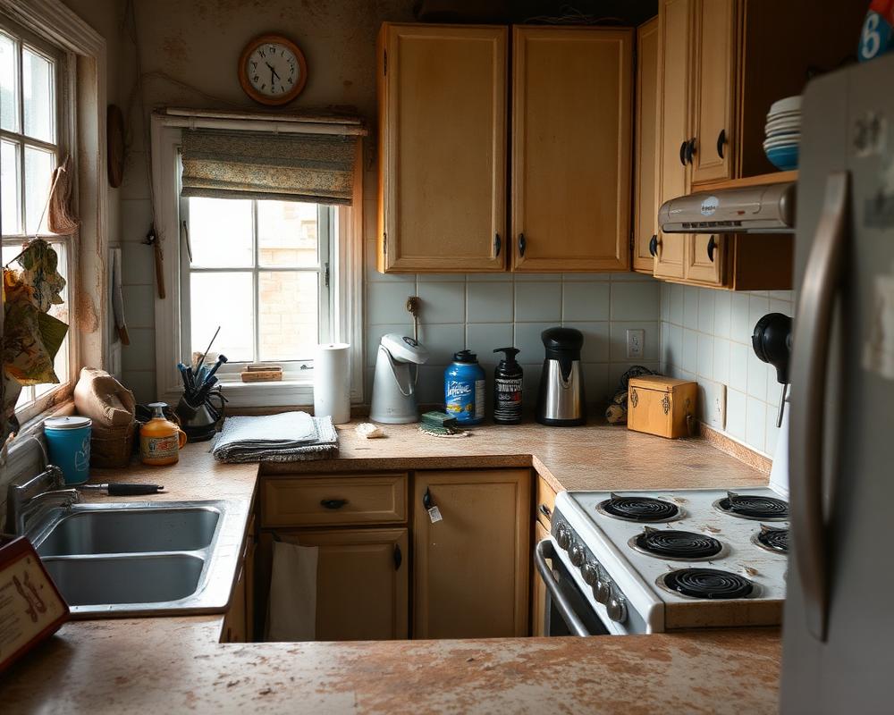 Kitchen before cleaning